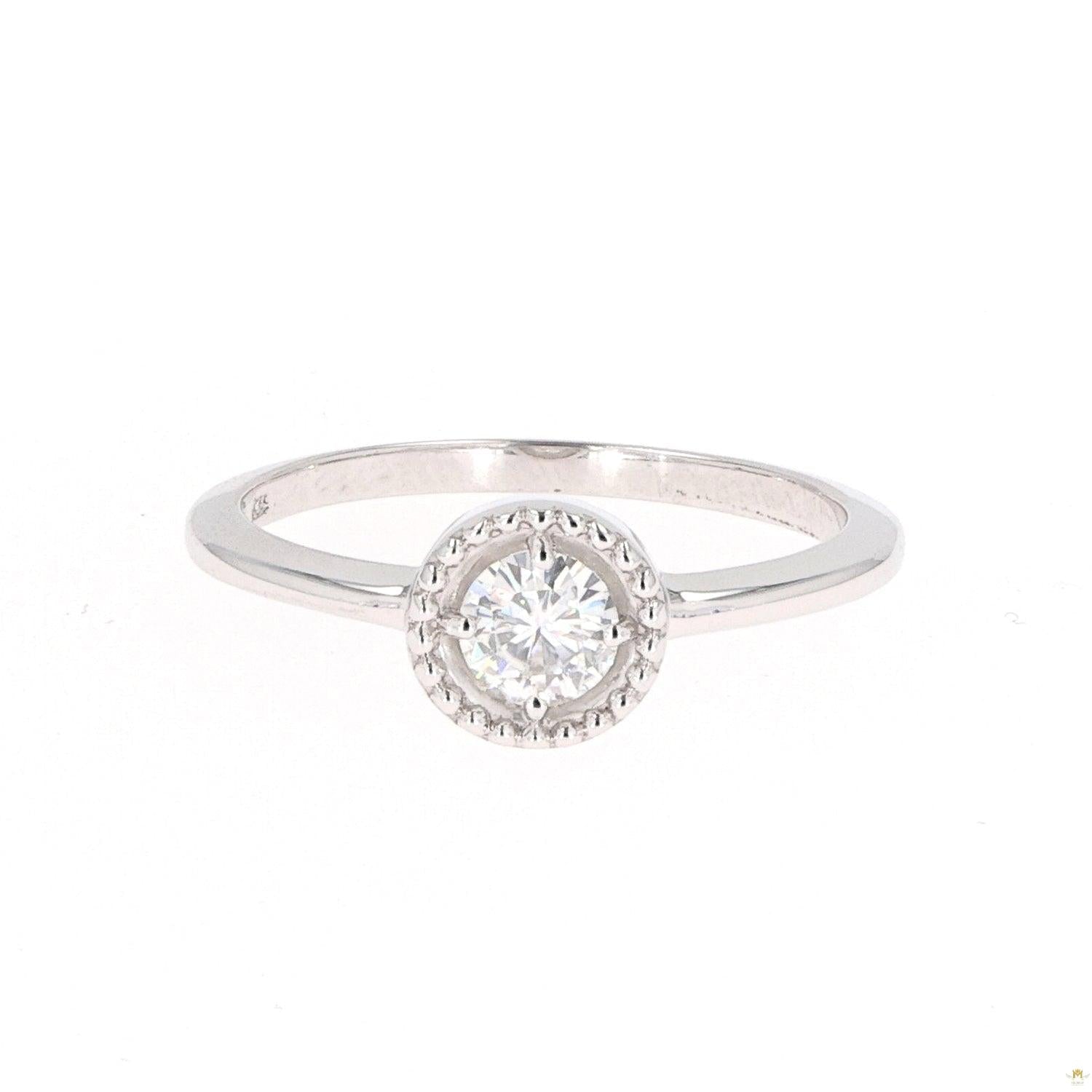 0.33 CTW   Round Moissanite Milgrain Halo Ring in Sterling Silver