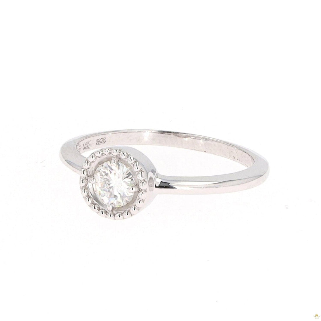 0.33 CTW   Round Moissanite Milgrain Halo Ring in Sterling Silver