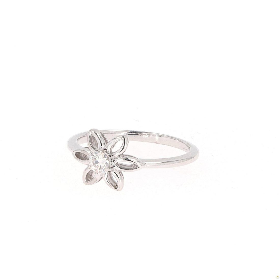 0.13 CTW   Round Moissanite Floral Solitaire Ring in Sterling Silver