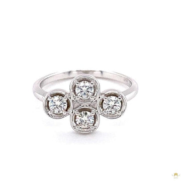 0.52 CTW   Round  Moissanite Cluster Stackable Band in Sterling Silver