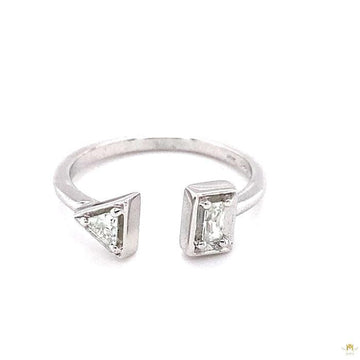 0.19 CTW   Triangle Moissanite Bypass Ring in Sterling Silver