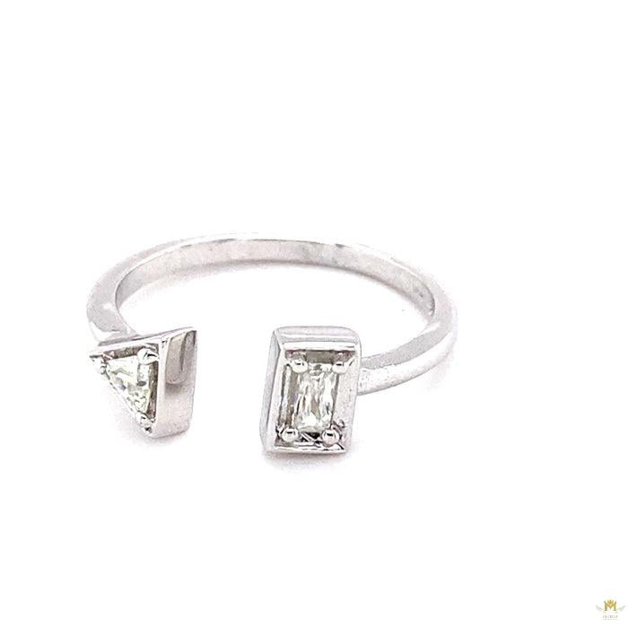 0.19 CTW   Triangle Moissanite Bypass Ring in Sterling Silver