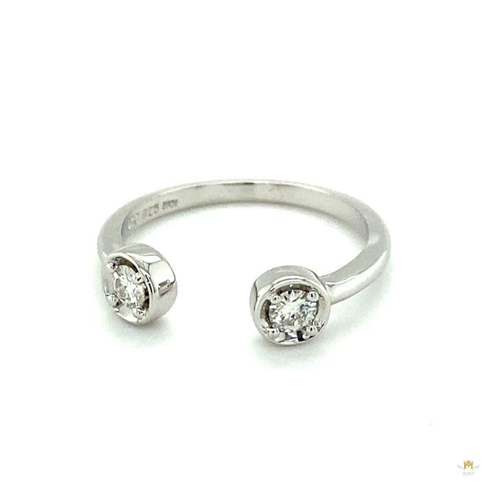 0.26 CTW   Round  Moissanite Bypass Statement Ring in Sterling Silver