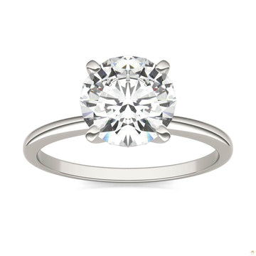 1.90 CTW   Round Moissanite Engagement Ring in 14K White Gold