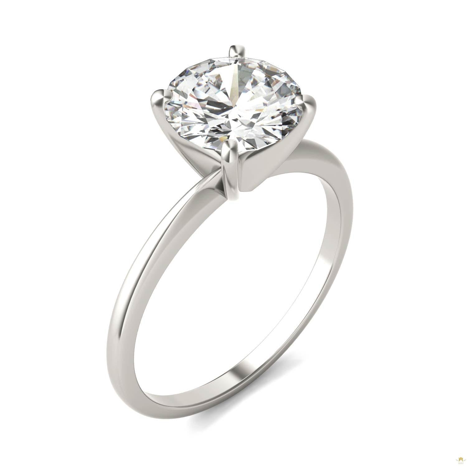 1.90 CTW   Round Moissanite Engagement Ring in 14K White Gold