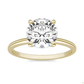 1.90 CTW   Round Moissanite Engagement Ring in 14K Yellow Gold