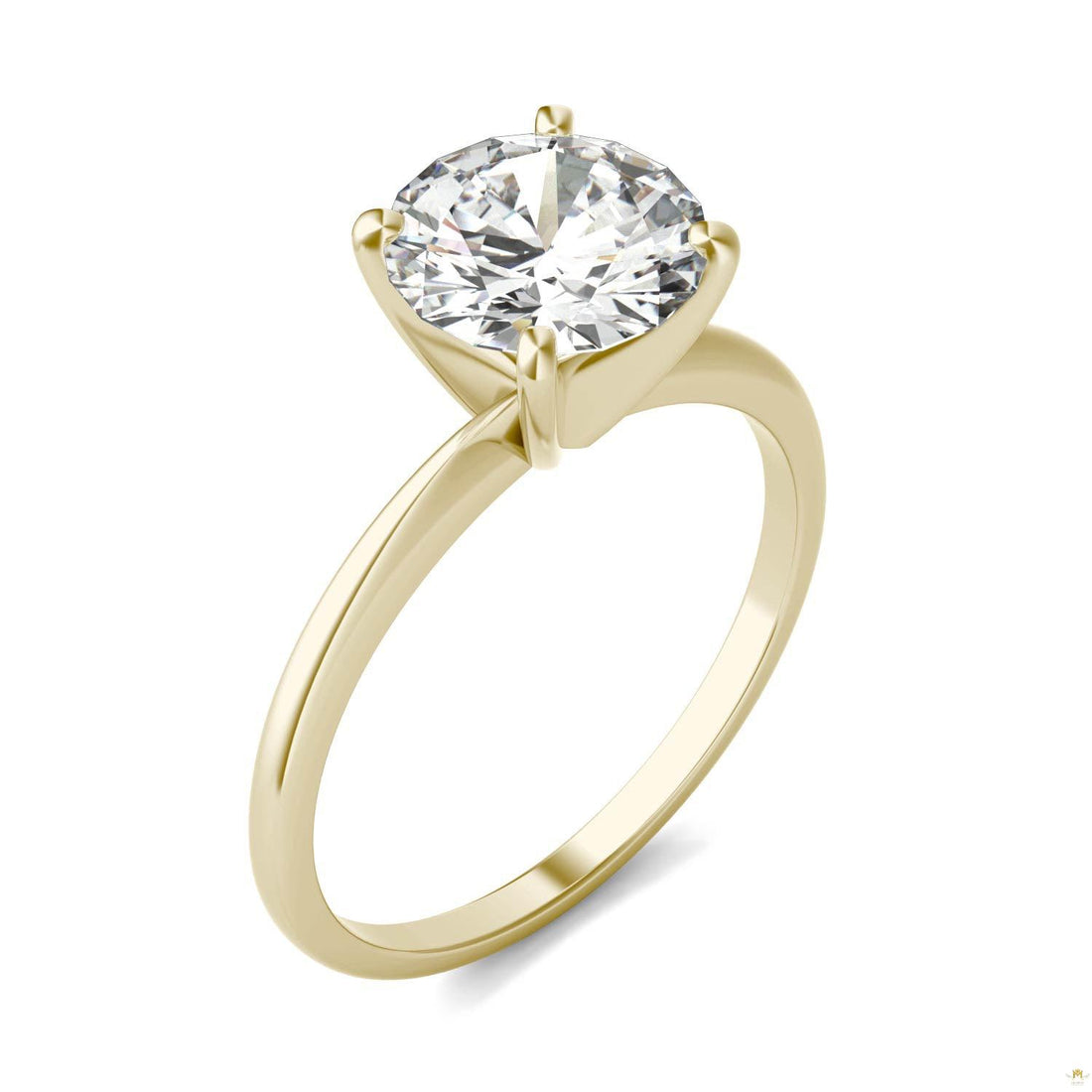 1.90 CTW   Round Moissanite Engagement Ring in 14K Yellow Gold