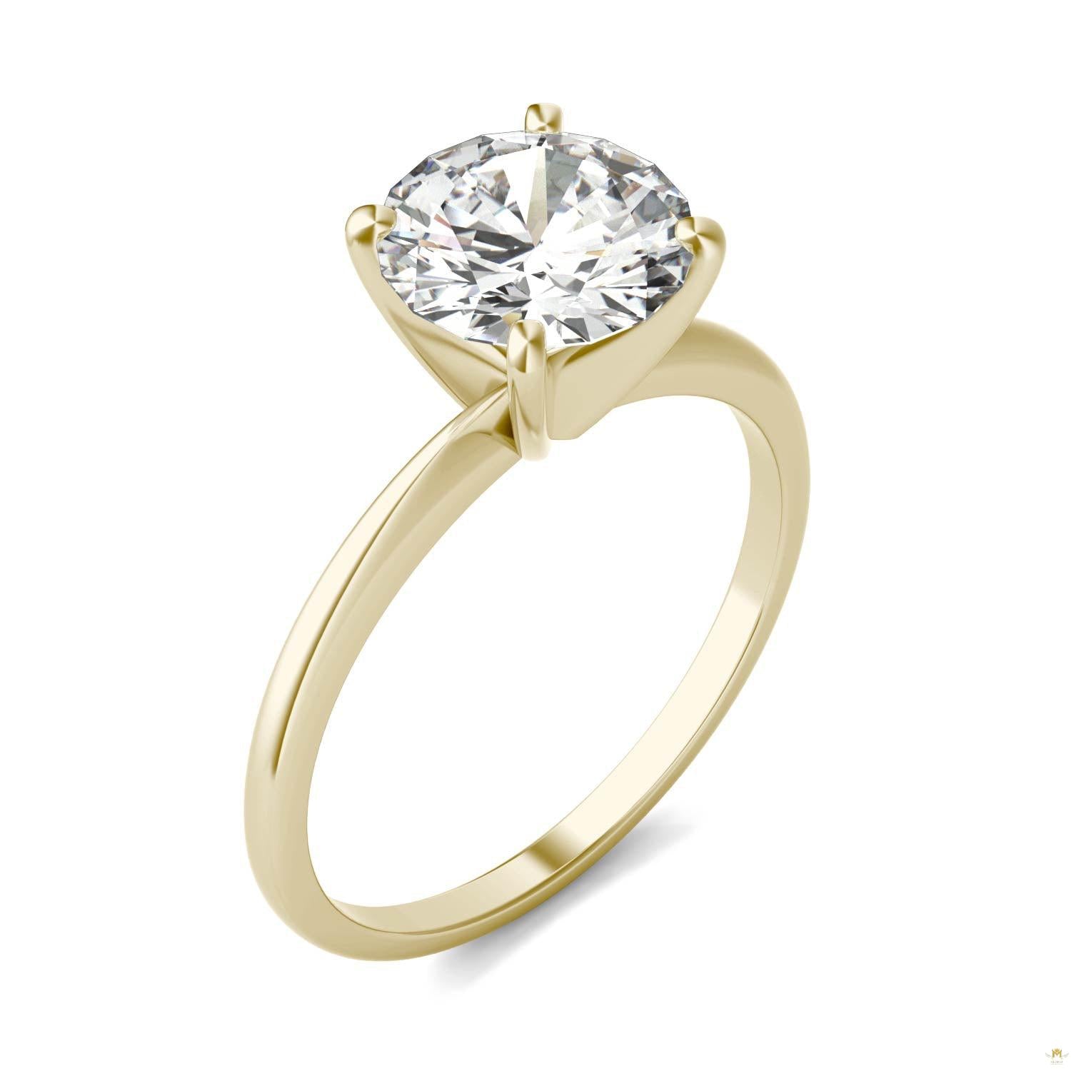 1.90 CTW   Round Moissanite Engagement Ring in 14K Yellow Gold
