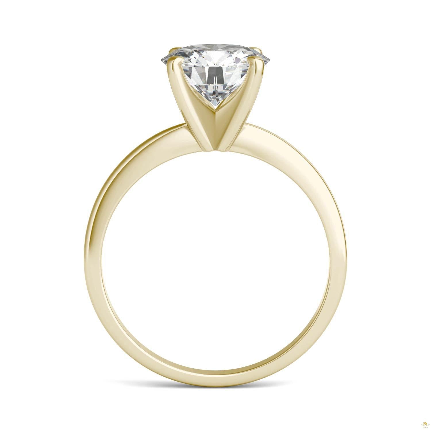 1.90 CTW   Round Moissanite Engagement Ring in 14K Yellow Gold