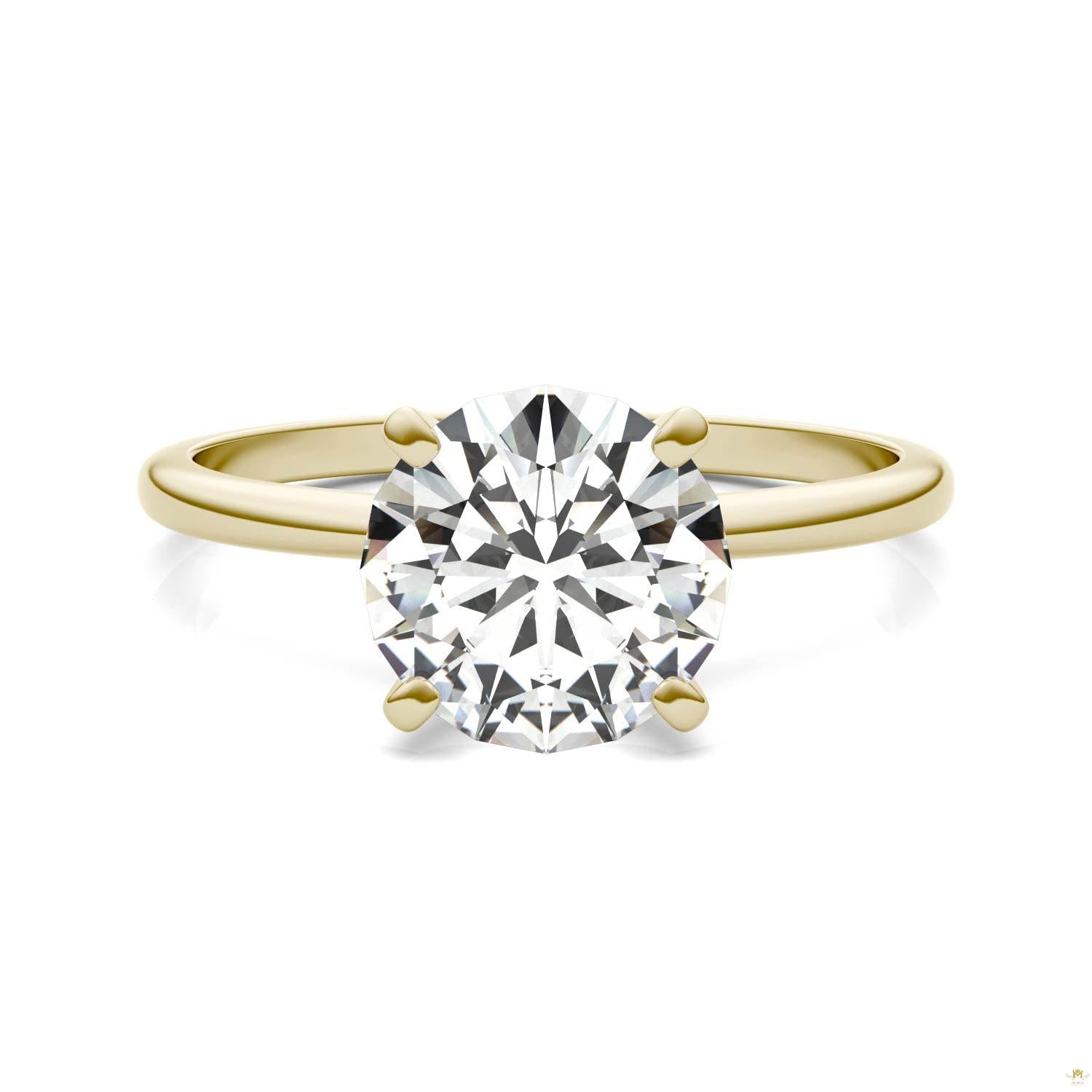 1.90 CTW   Round Moissanite Engagement Ring in 14K Yellow Gold