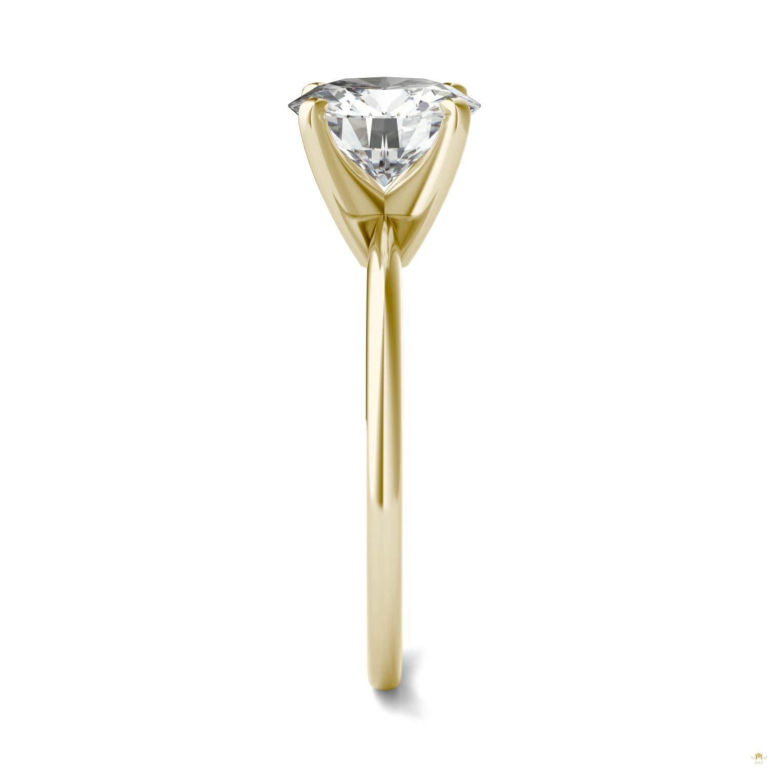 1.90 CTW   Round Moissanite Engagement Ring in 14K Yellow Gold