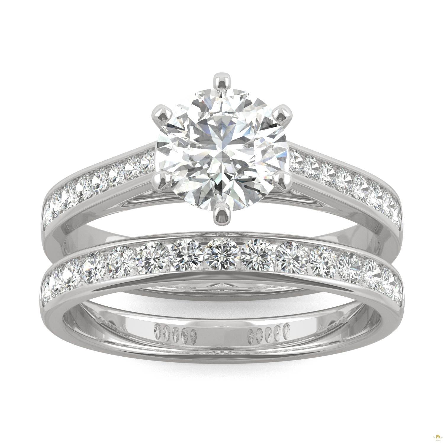 1.64 CTW   Round Moissanite Bridal Set in 14K White Gold