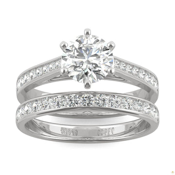 1.64 CTW   Round Moissanite Bridal Set in 14K White Gold