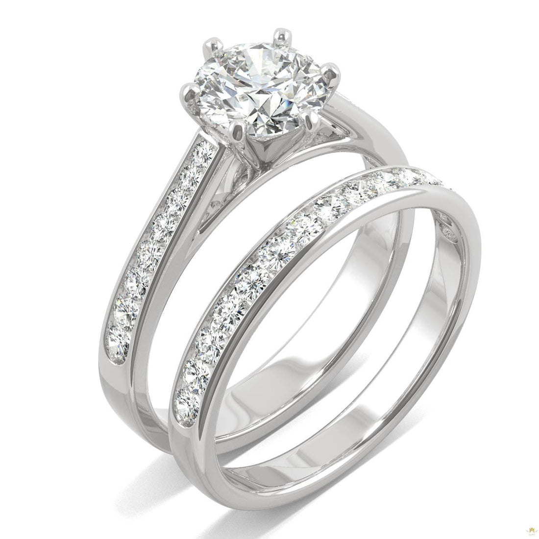 1.64 CTW   Round Moissanite Bridal Set in 14K White Gold