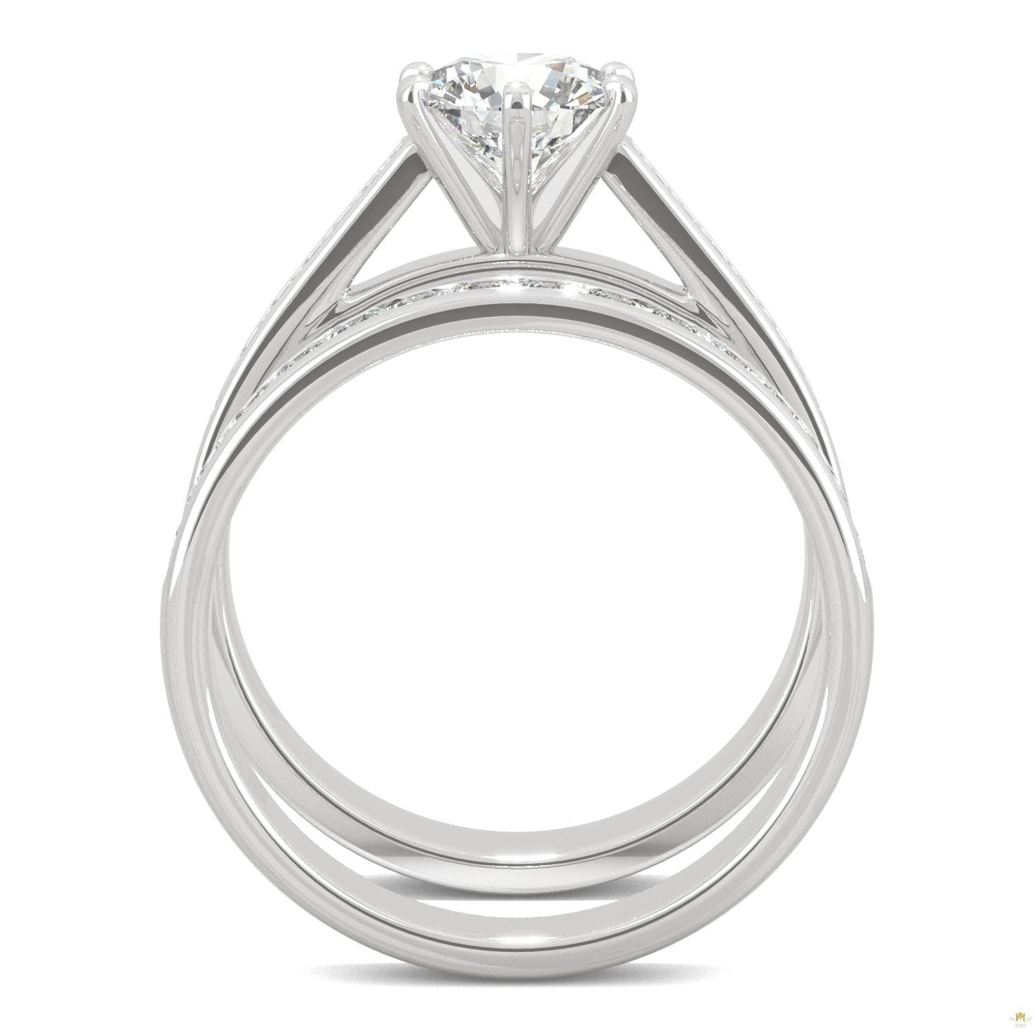 1.64 CTW   Round Moissanite Bridal Set in 14K White Gold