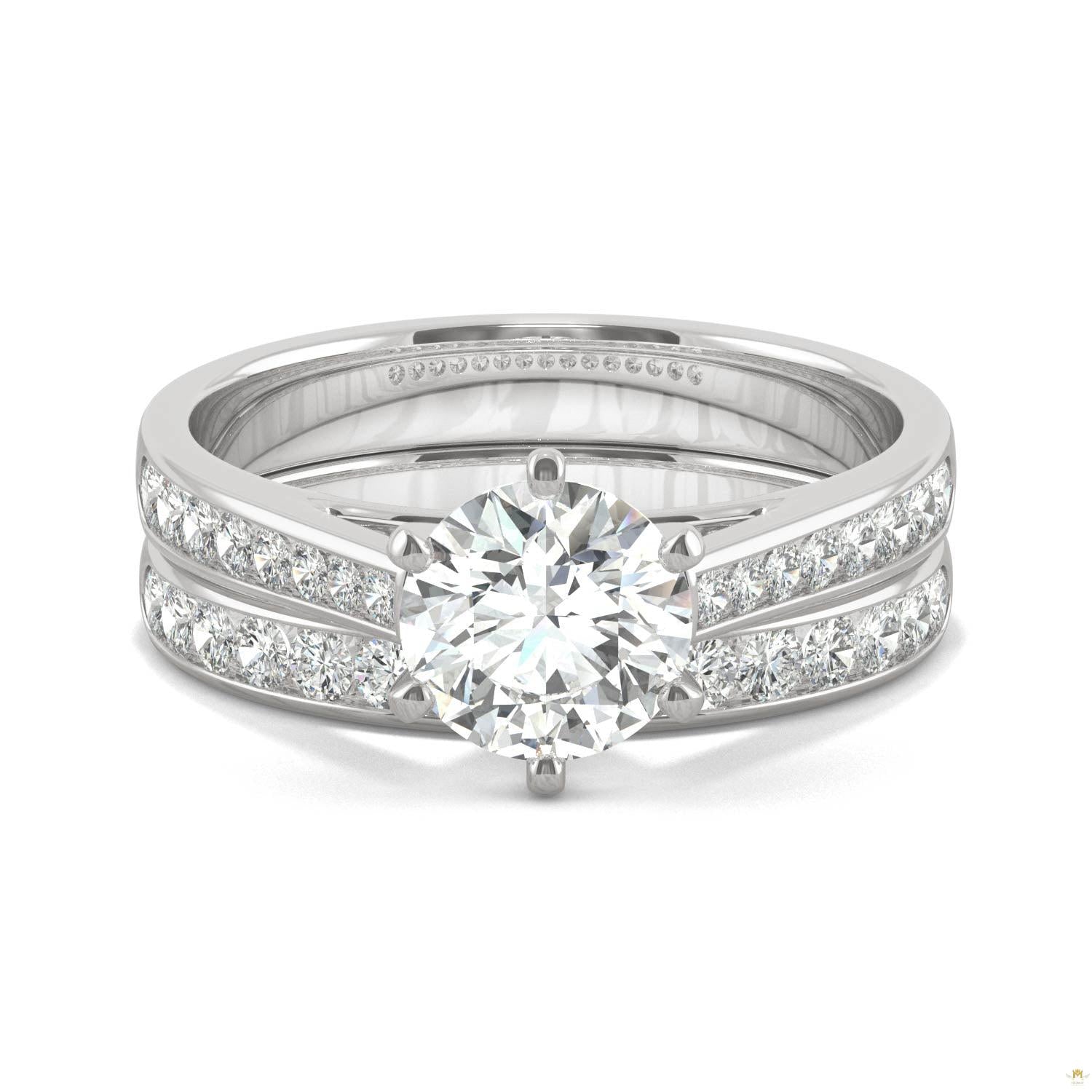 1.64 CTW   Round Moissanite Bridal Set in 14K White Gold