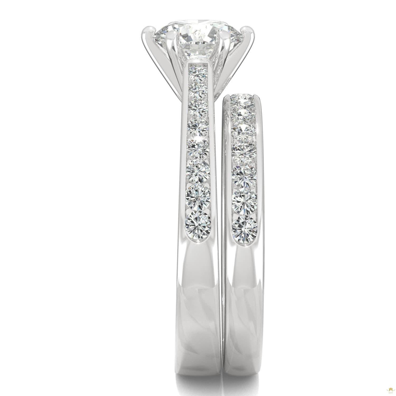 1.64 CTW   Round Moissanite Bridal Set in 14K White Gold