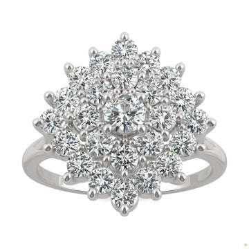 1.12 CTW   Round Moissanite Fashion Ring in 14K White Gold