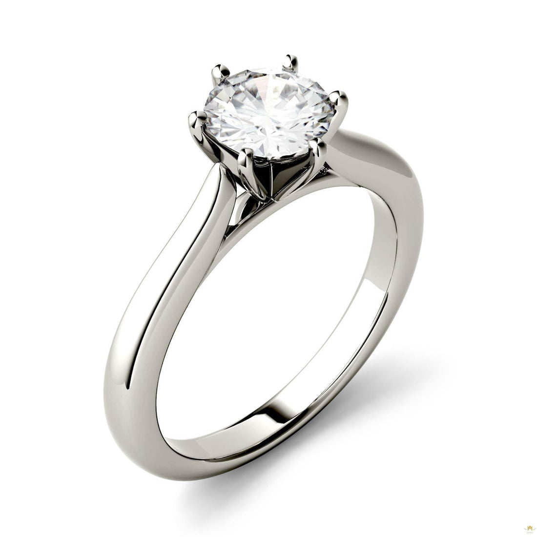 1.00 CTW   Round Moissanite Engagement Ring in 14K White Gold