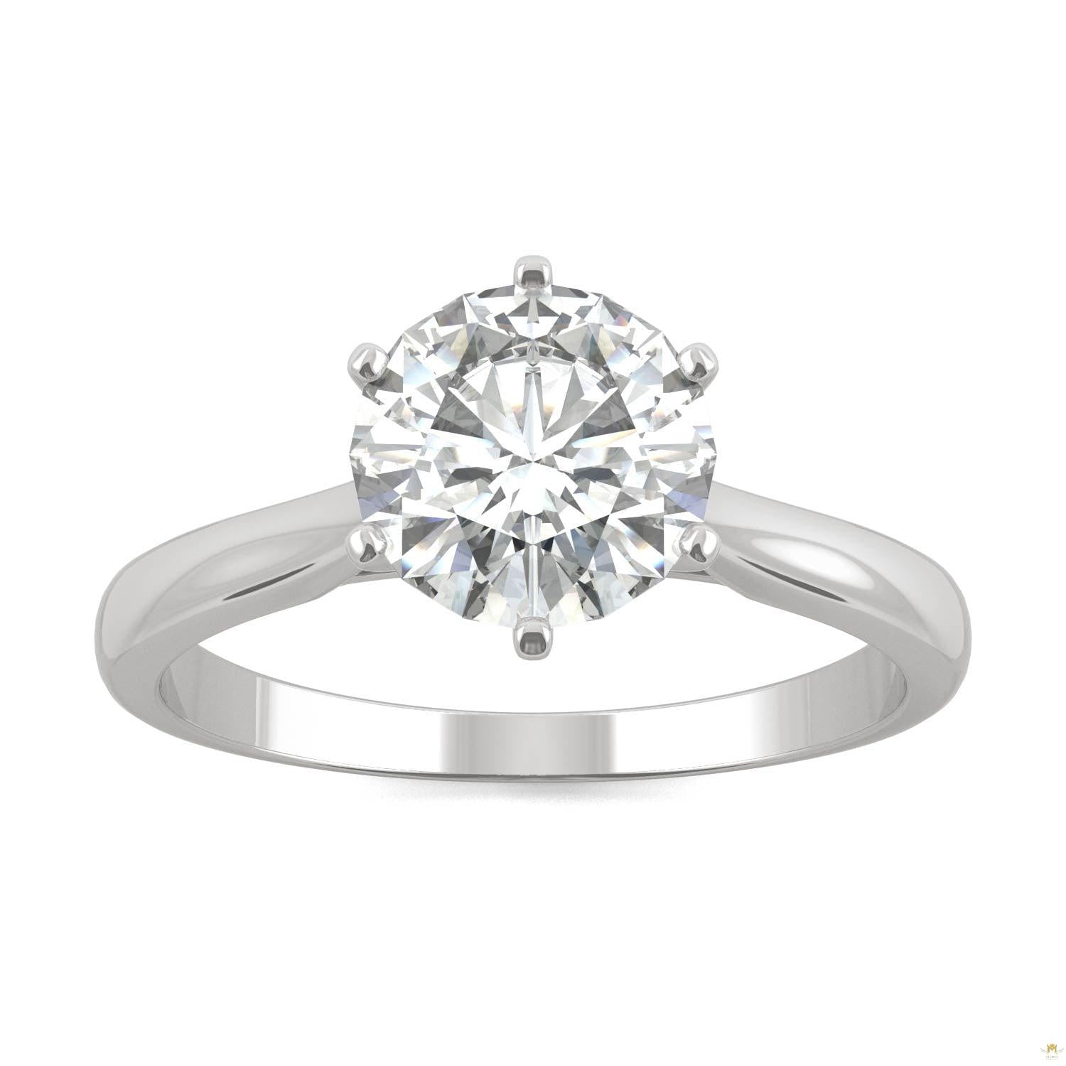 1.50 CTW   Round Moissanite Solitaire Ring in 14K White Gold