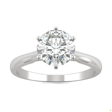 1.50 CTW   Round Moissanite Solitaire Ring in 14K White Gold