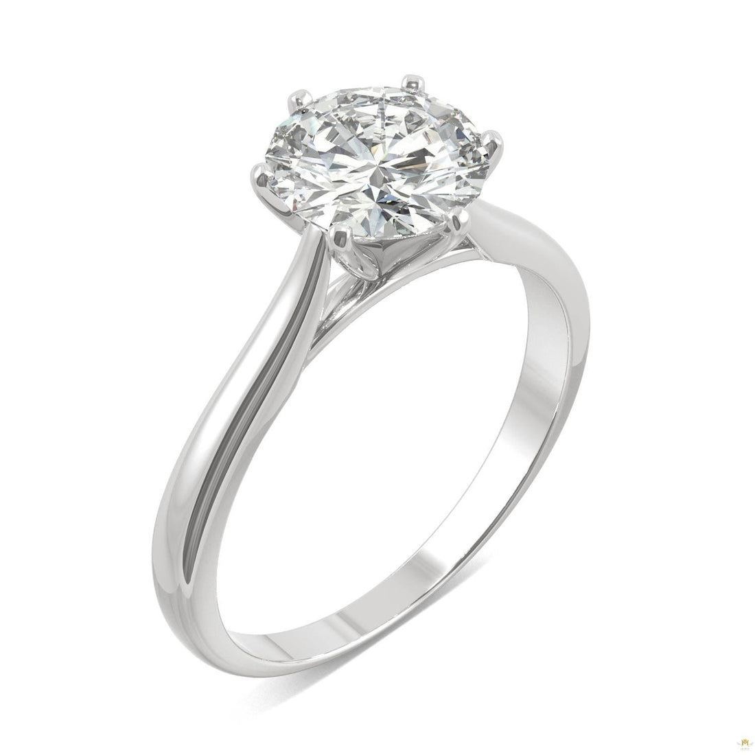 1.50 CTW   Round Moissanite Solitaire Ring in 14K White Gold