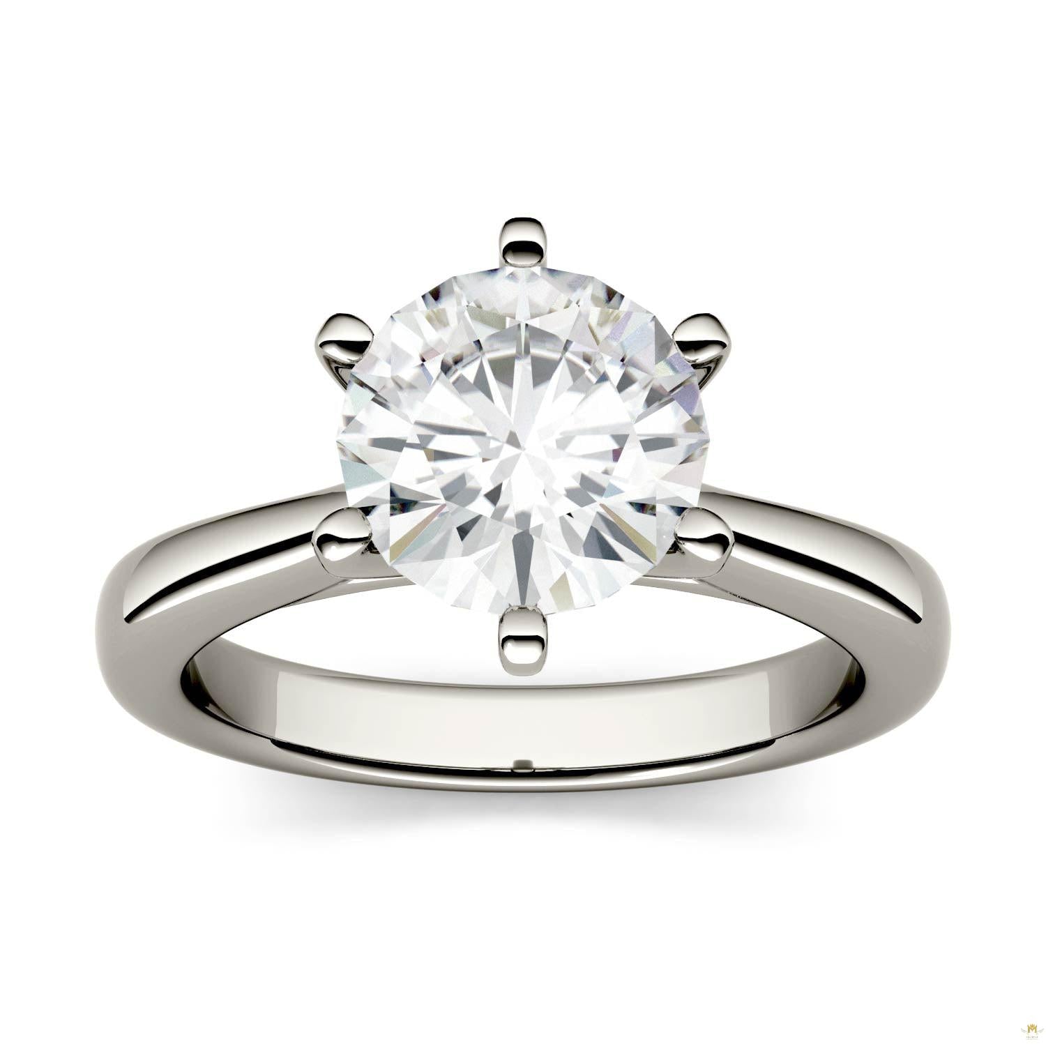 1.90 CTW   Round Moissanite Solitaire Ring in 14K White Gold