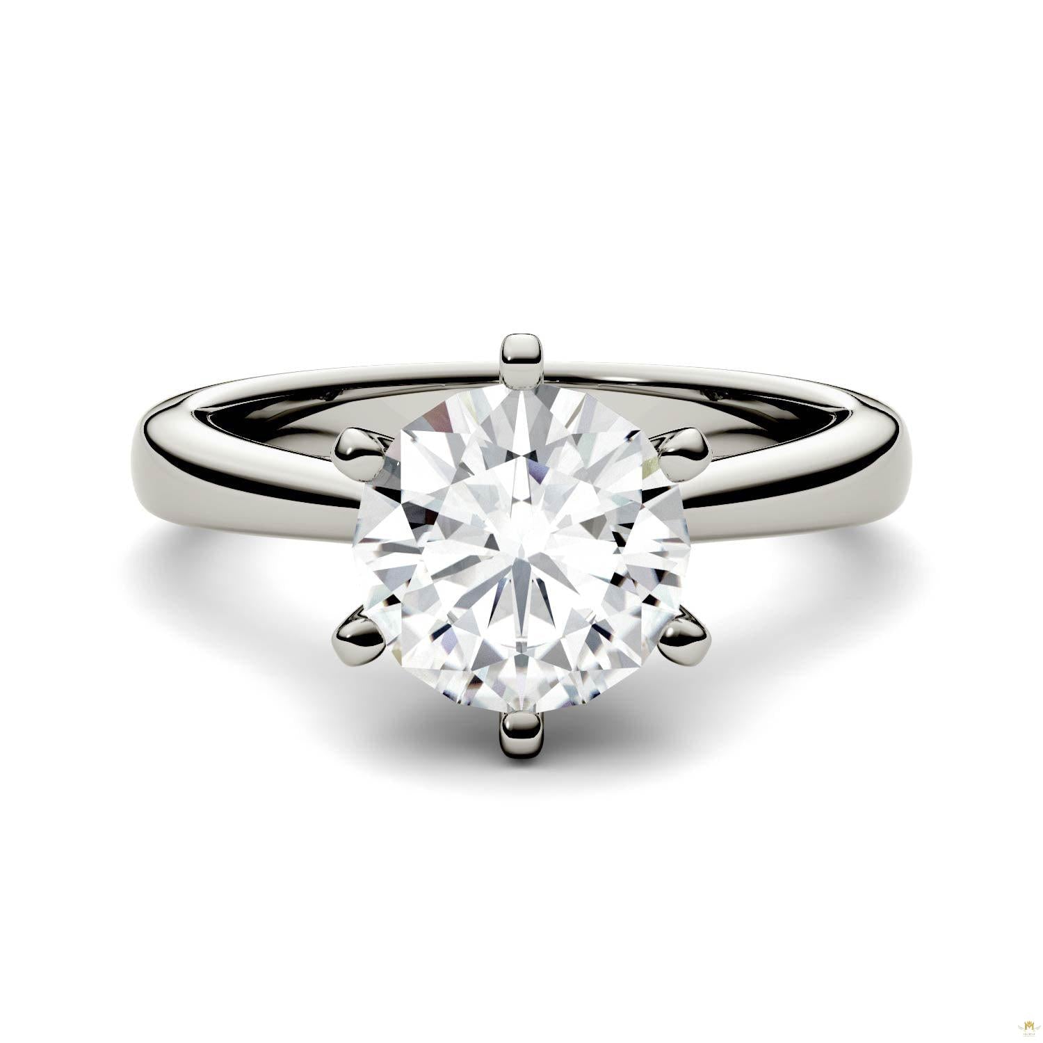 1.90 CTW   Round Moissanite Solitaire Ring in 14K White Gold