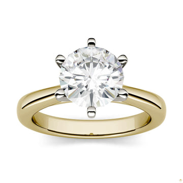 1.90 CTW   Round Moissanite Engagement Ring in 14K Two-Toned Gold