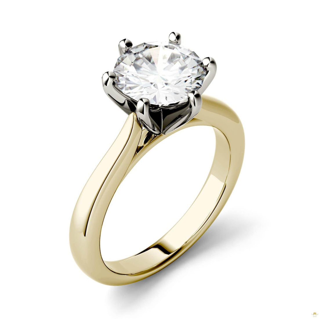 1.90 CTW   Round Moissanite Engagement Ring in 14K Two-Toned Gold