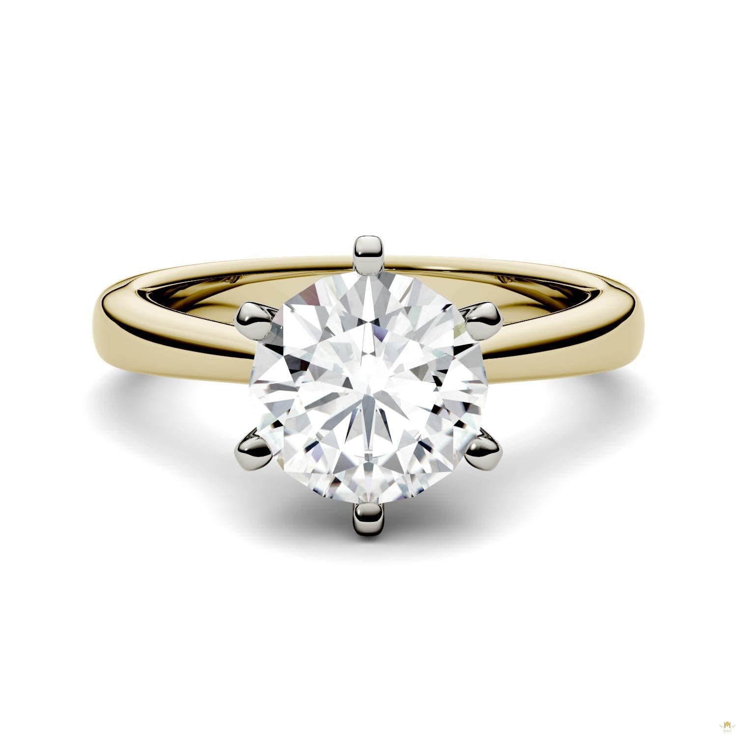 1.90 CTW   Round Moissanite Engagement Ring in 14K Two-Toned Gold