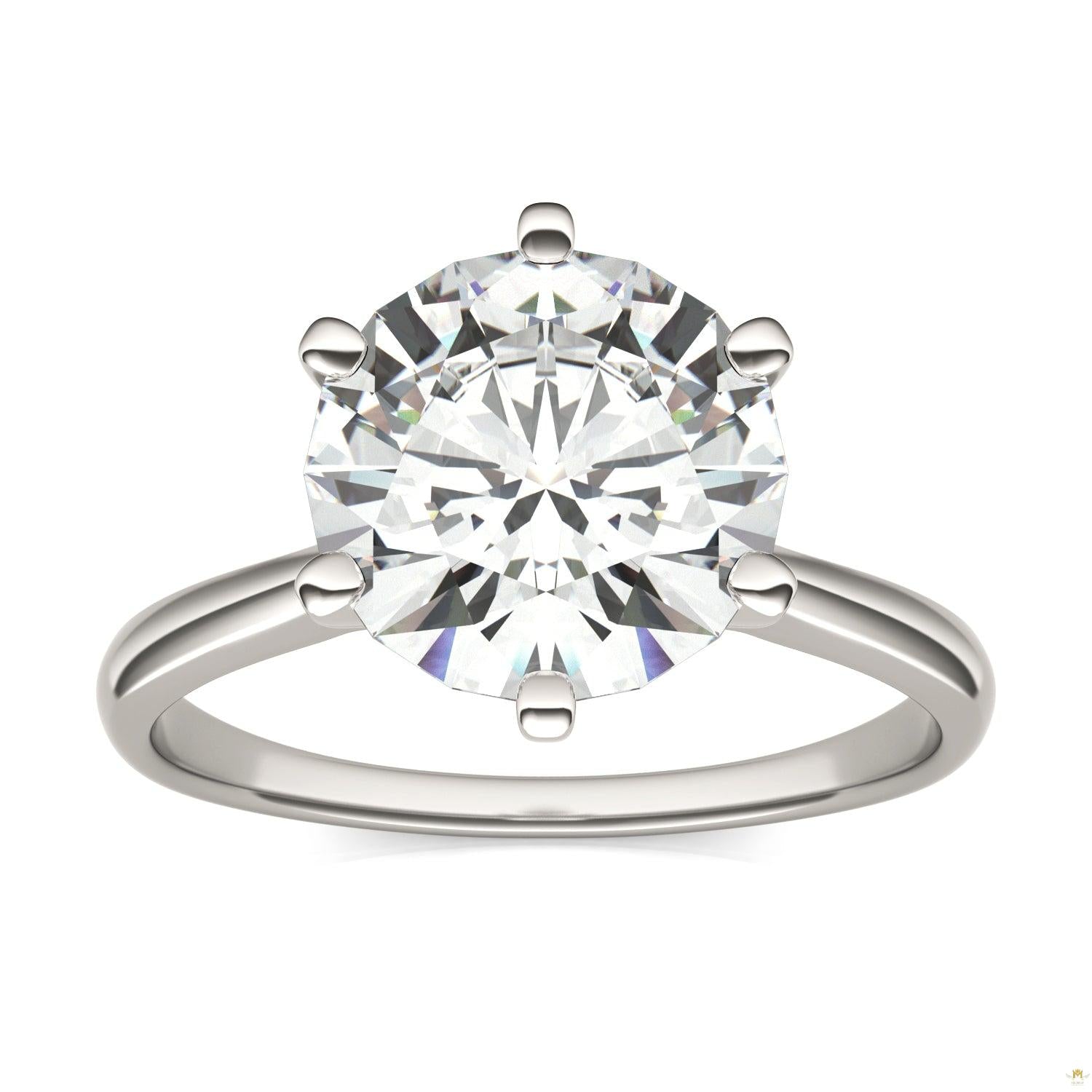 3.10 CTW   Round Moissanite Solitaire Ring in 14K White Gold