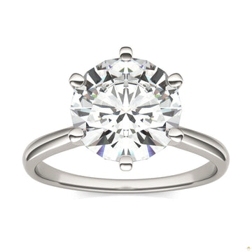 3.10 CTW   Round Moissanite Solitaire Ring in 14K White Gold