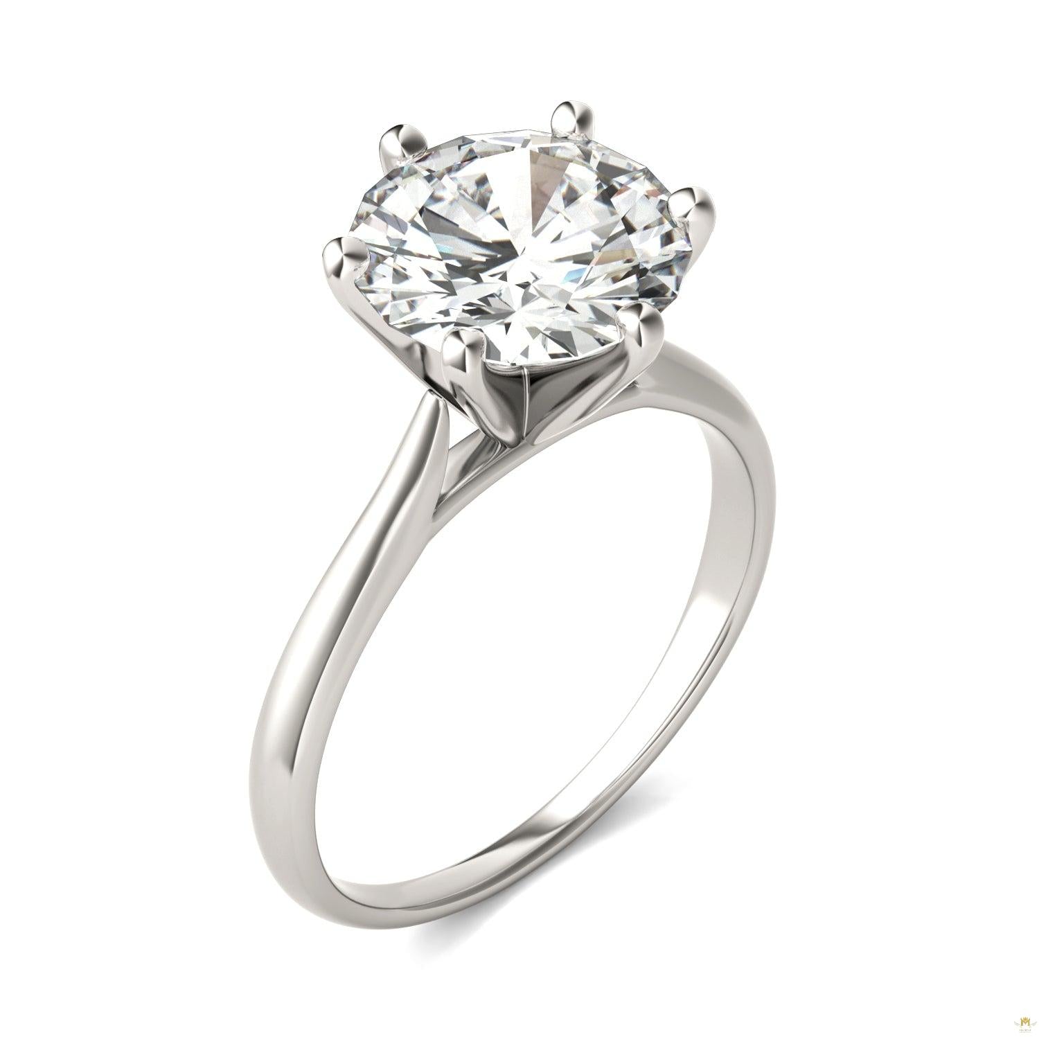 3.10 CTW   Round Moissanite Solitaire Ring in 14K White Gold