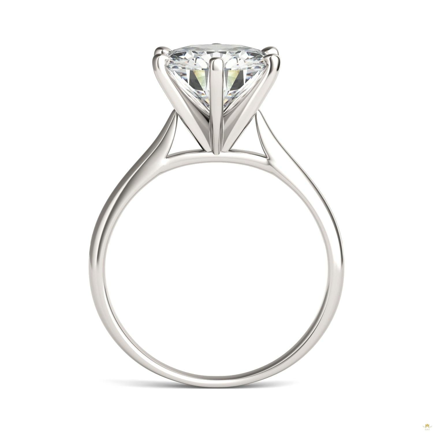 3.10 CTW   Round Moissanite Solitaire Ring in 14K White Gold