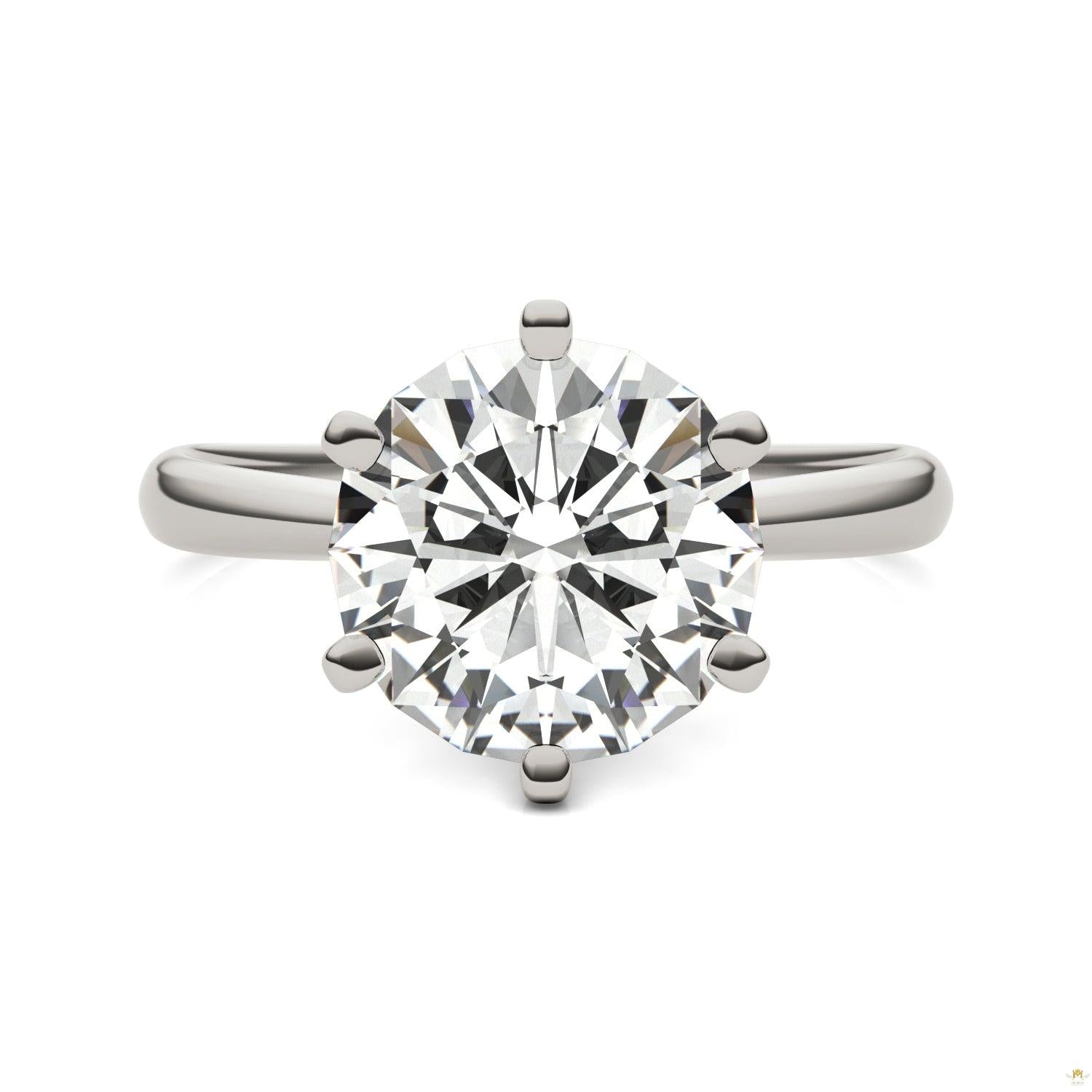 3.10 CTW   Round Moissanite Solitaire Ring in 14K White Gold
