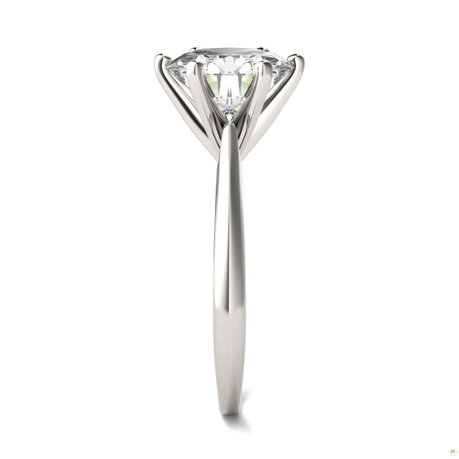 3.10 CTW   Round Moissanite Solitaire Ring in 14K White Gold