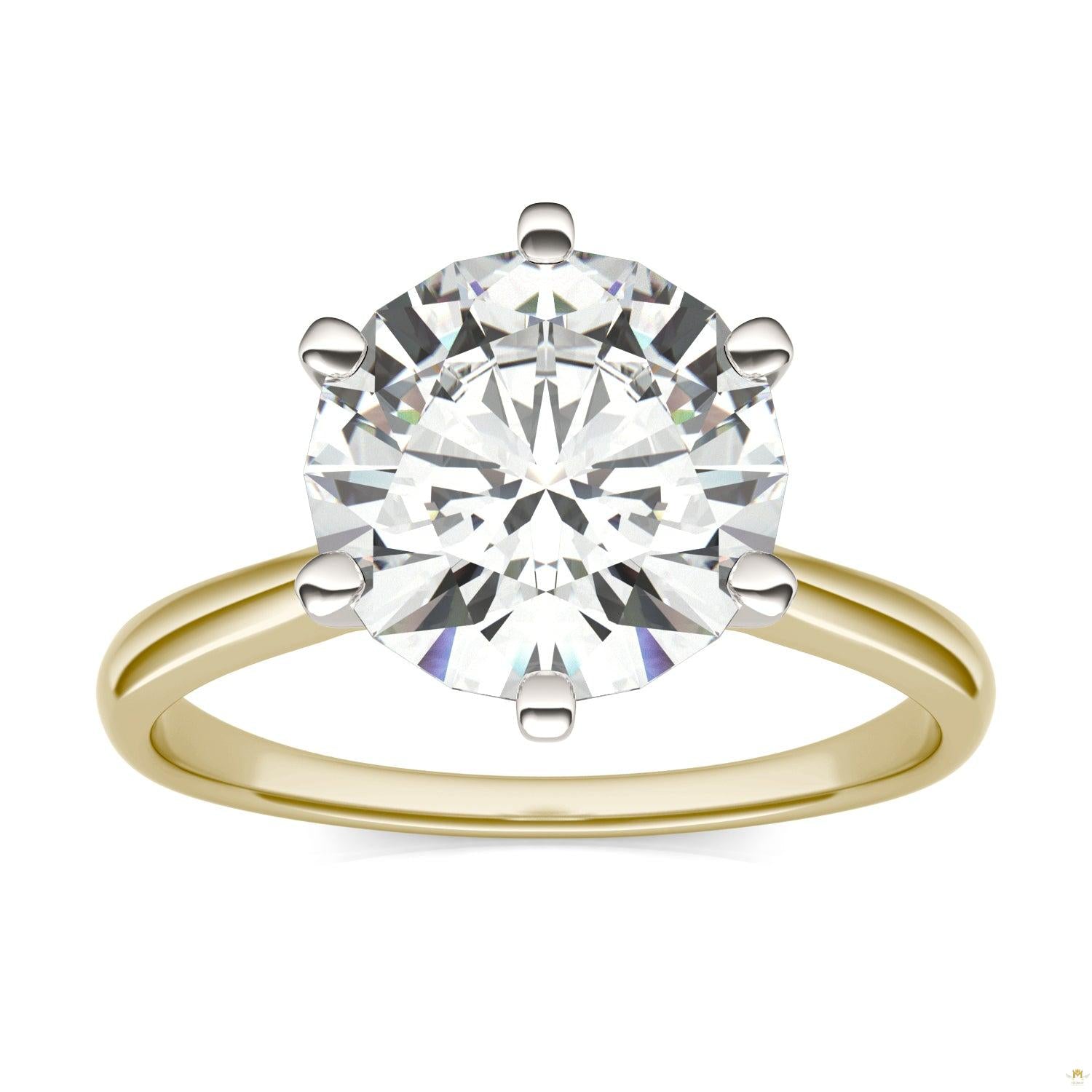 3.10 CTW   Round Moissanite Solitaire Ring in 14K Two-Toned Gold