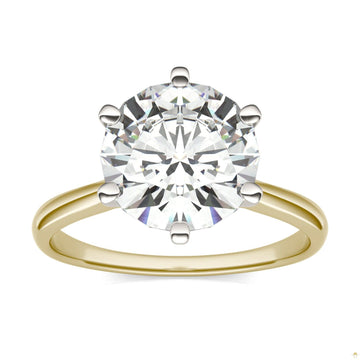 3.10 CTW   Round Moissanite Solitaire Ring in 14K Two-Toned Gold