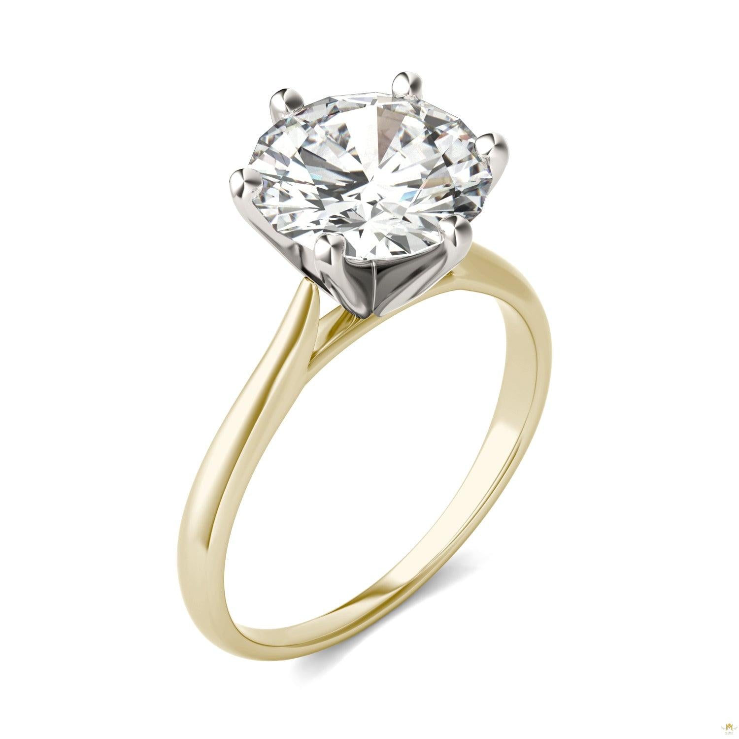 3.10 CTW   Round Moissanite Solitaire Ring in 14K Two-Toned Gold
