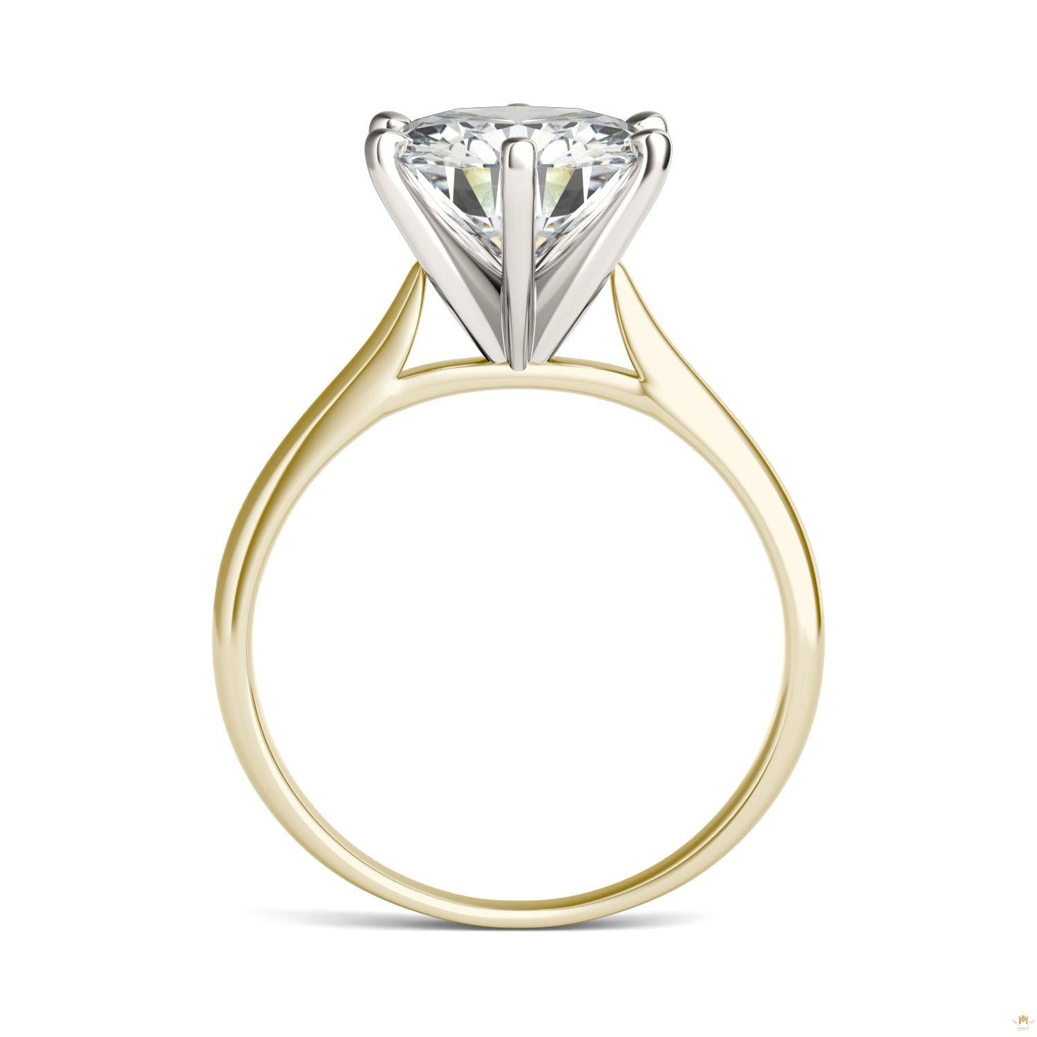 3.10 CTW   Round Moissanite Solitaire Ring in 14K Two-Toned Gold