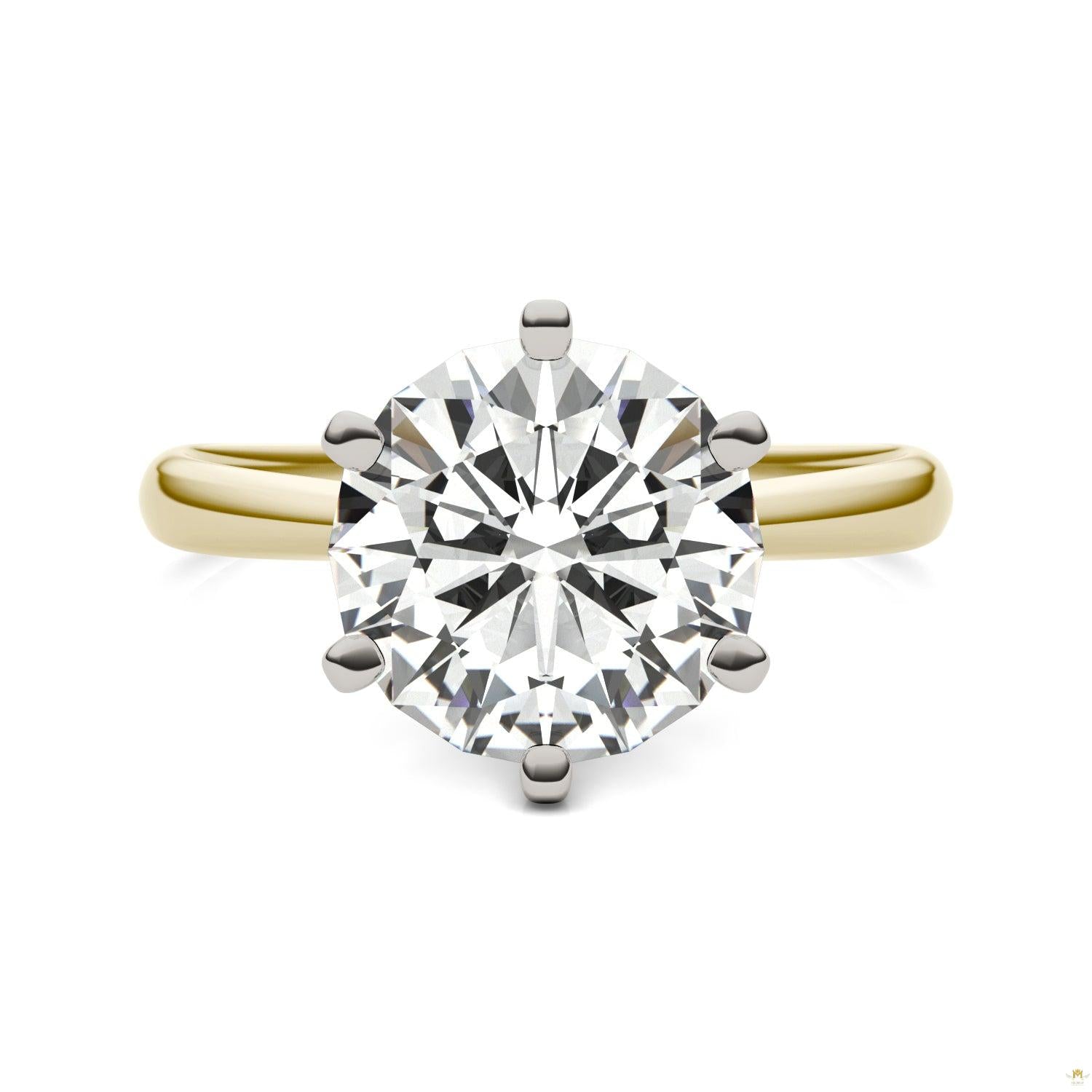 3.10 CTW   Round Moissanite Solitaire Ring in 14K Two-Toned Gold