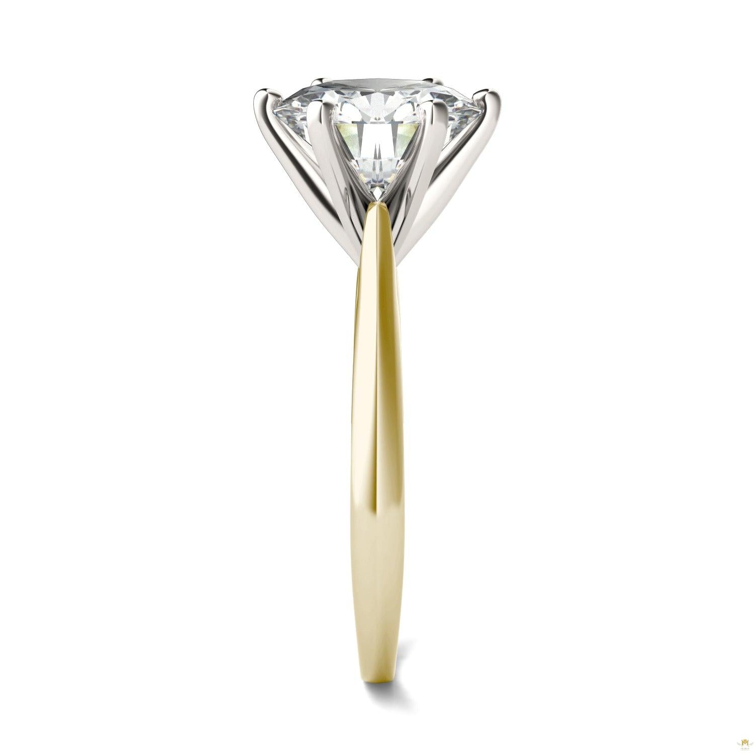 3.10 CTW   Round Moissanite Solitaire Ring in 14K Two-Toned Gold
