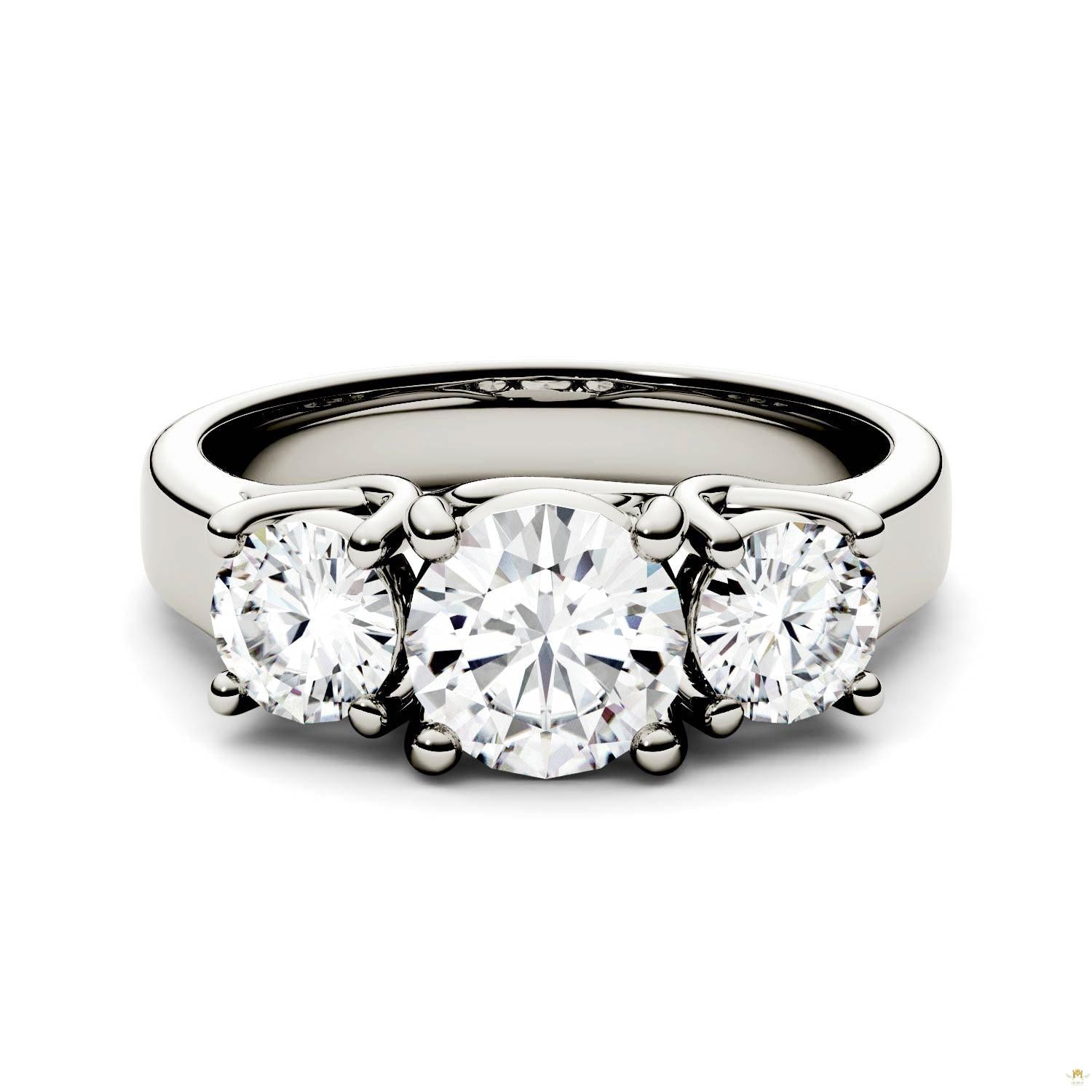2.00 CTW   Round Moissanite Solitaire Ring in 14K White Gold