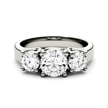 2.00 CTW   Round Moissanite Solitaire Ring in 14K White Gold
