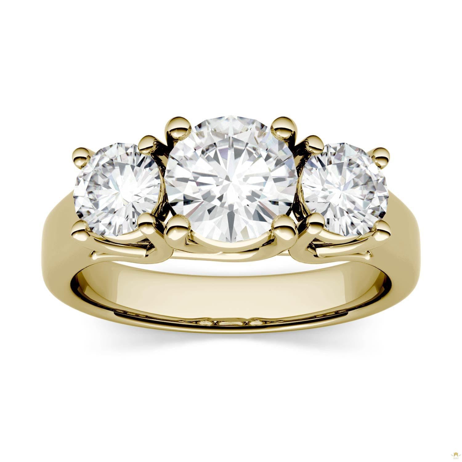 2.00 CTW   Round Moissanite Solitaire Ring in 14K Yellow Gold
