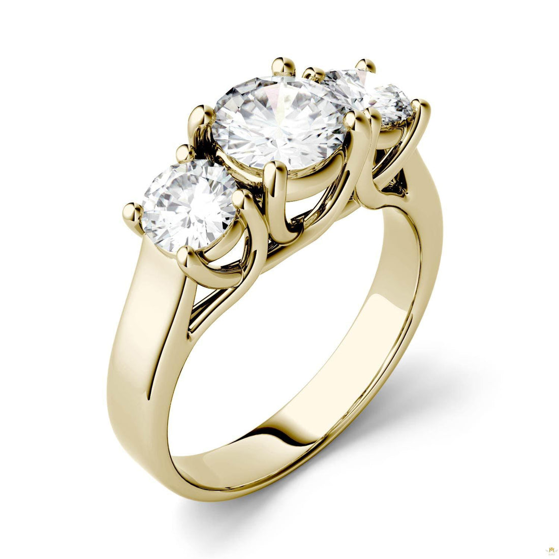 2.00 CTW   Round Moissanite Solitaire Ring in 14K Yellow Gold
