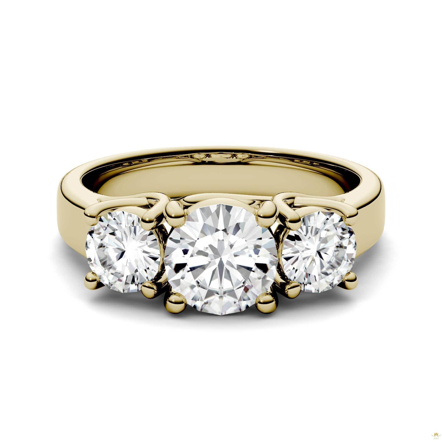 2.00 CTW   Round Moissanite Solitaire Ring in 14K Yellow Gold