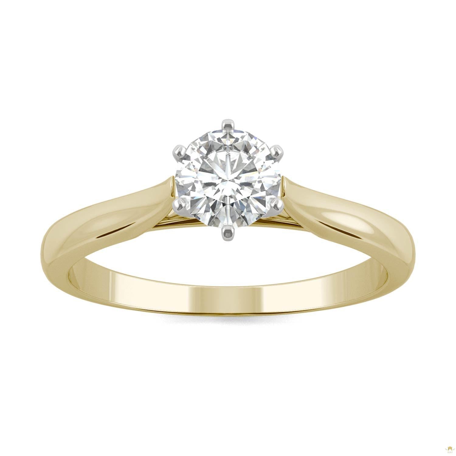 0.50 CTW   Round Moissanite Engagement Ring in 14K Two-Toned Gold