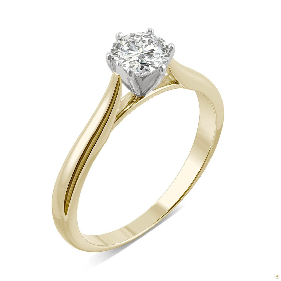 0.50 CTW   Round Moissanite Engagement Ring in 14K Two-Toned Gold